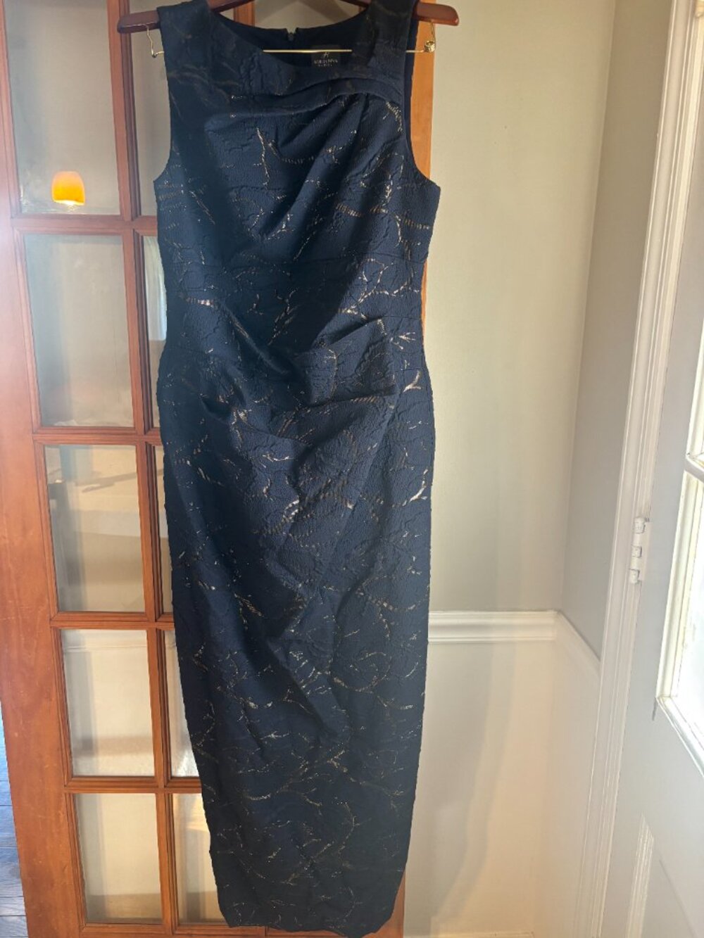 Adrianna Papell Women's Sleeveless Column Gown Navy SZ: 16